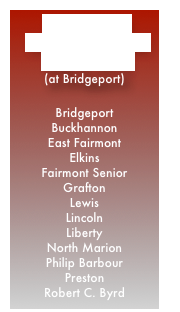 2015 BIG 10 CHAMPIONSHIPS
May 8, 2015
(at Bridgeport)

Bridgeport
Buckhannon
East Fairmont
Elkins
Fairmont Senior
Grafton
Lewis 
Lincoln
Liberty
North Marion
Philip Barbour
Preston
Robert C. Byrd